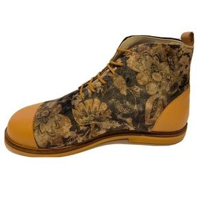 NEW Girl's velvet Floral jacquard cap toe leather Boots